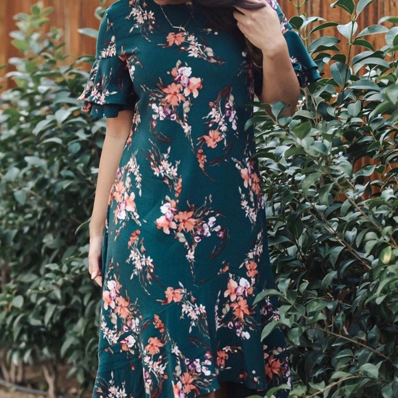 Ces Femme Dark Teal Floral Dress - Picture 2 of 6